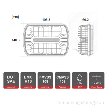 Высококачественный 5х7 -дюймовый грузовик Light High Low Beam Светодиодная фара для Jeep XJ YJ Truck Offroad